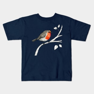 Robin pen and ink with watercolor Kids T-Shirt
